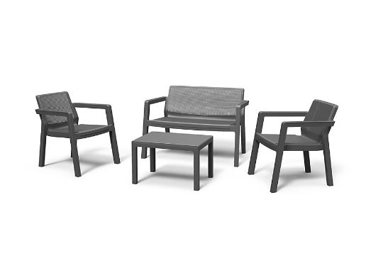 Keter Emily Graphite black Rattan effect 3 seater Garden furniture set CHAIR MISSING (S300)