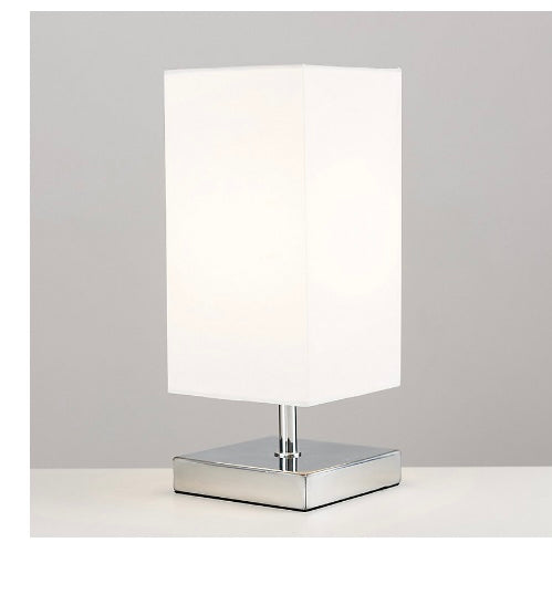 ValueLights Modern Polished Chrome Touch Table Lamp With White Shade (S342)