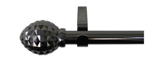 Gloss Black Nickel effect Extendable Cone Curtain pole Set, (L)200mm-330mm (S863)