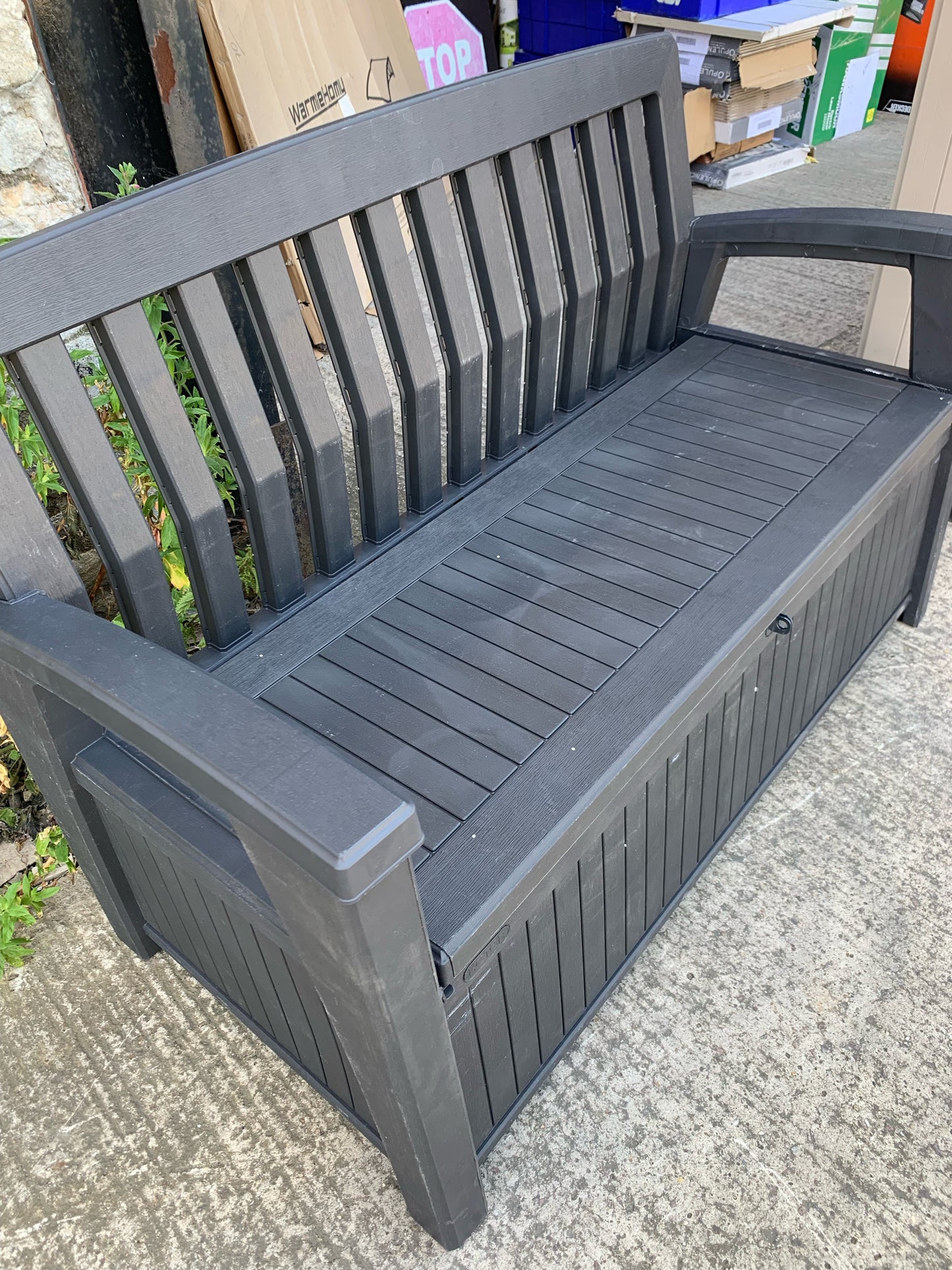 Keter Patio Graphite 227L Garden storage bench box (S336)