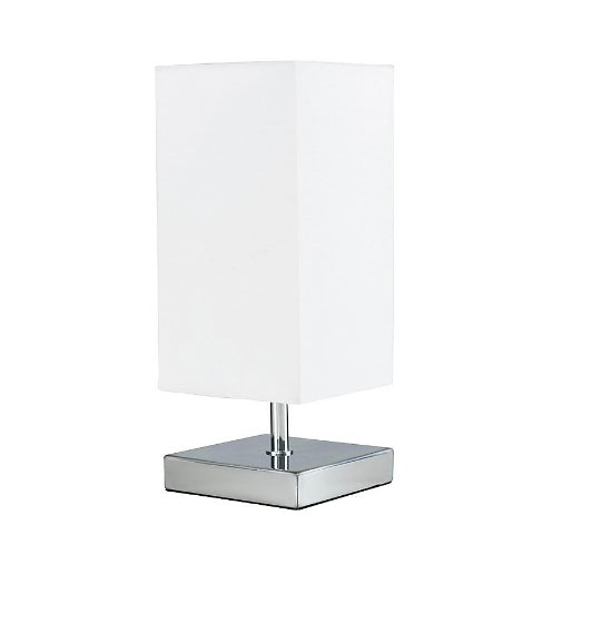 ValueLights Modern Polished Chrome Touch Table Lamp With White Shade (S342)