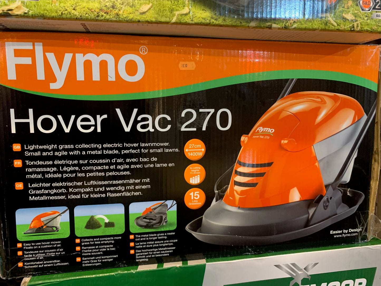 Flymo Hover Vac 270 Corded Hover Lawnmower (S308)