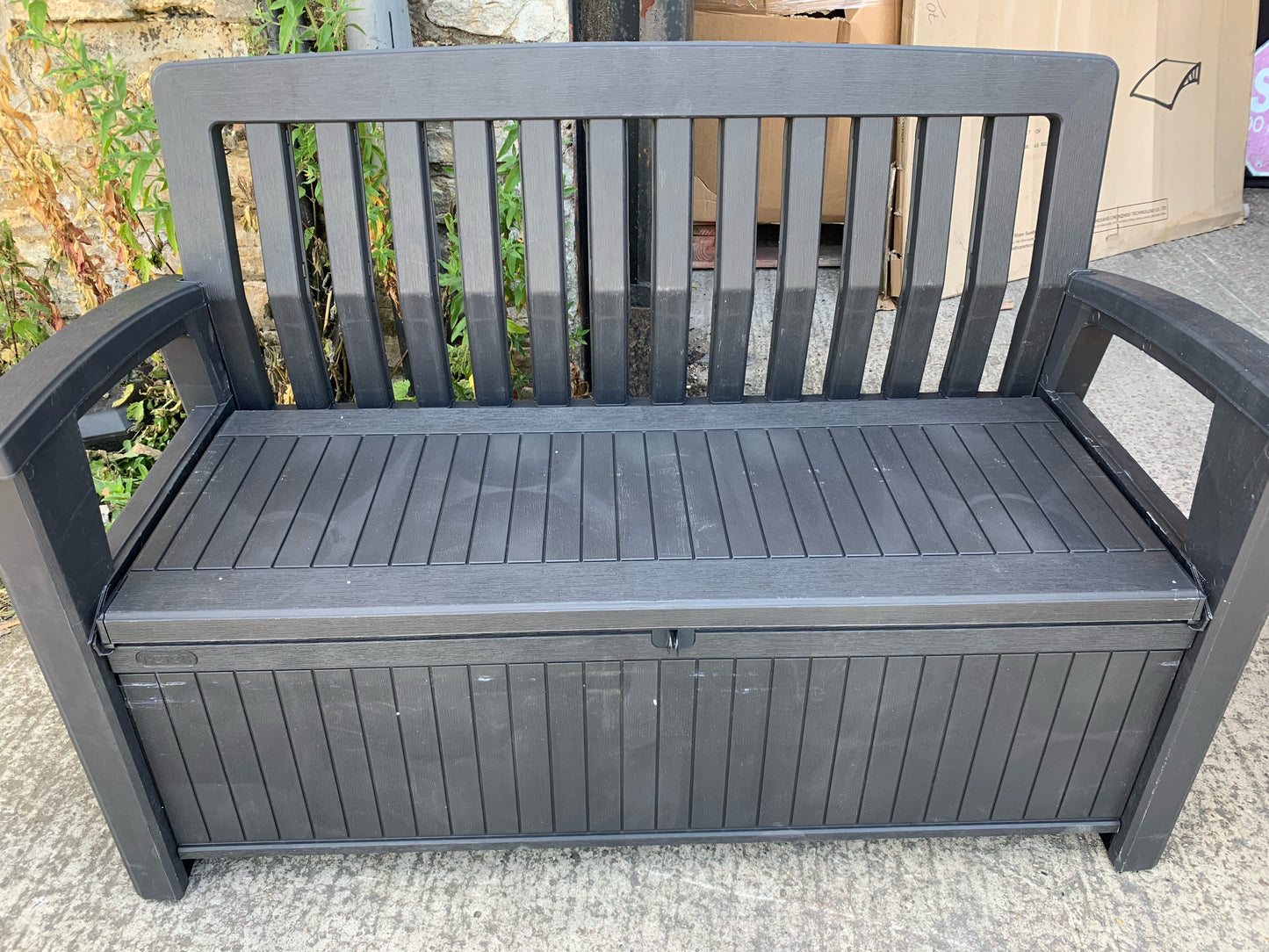 Keter Patio Graphite 227L Garden storage bench box (S336)