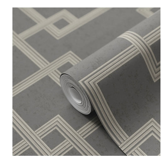 GoodHome Amfi Grey Metallic effect Geometric Textured Wallpaper (E) (S267)