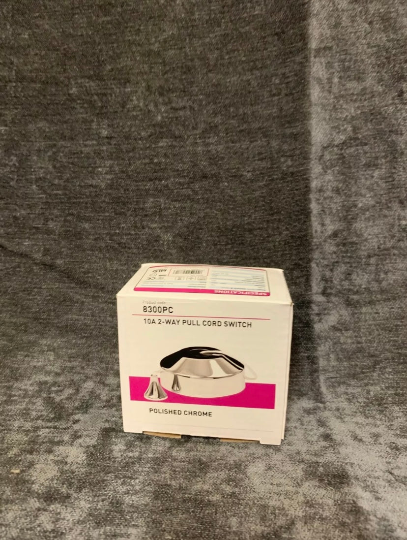2-Way Pull Cord Switch 10A Polished Chrome 8300PC (S943)  (T)