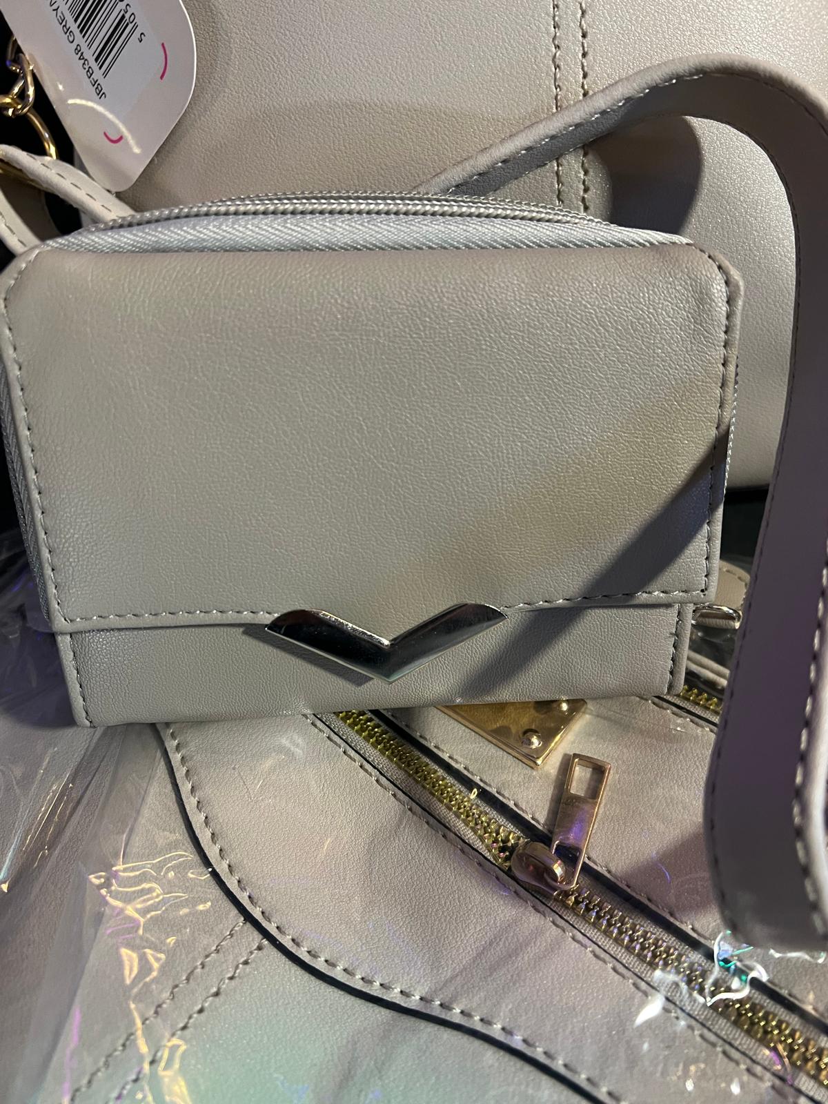 Luxury Purse Secure Zip 15+ Card Slots 2 ID Windows In Mink And Silver Detail (B16)