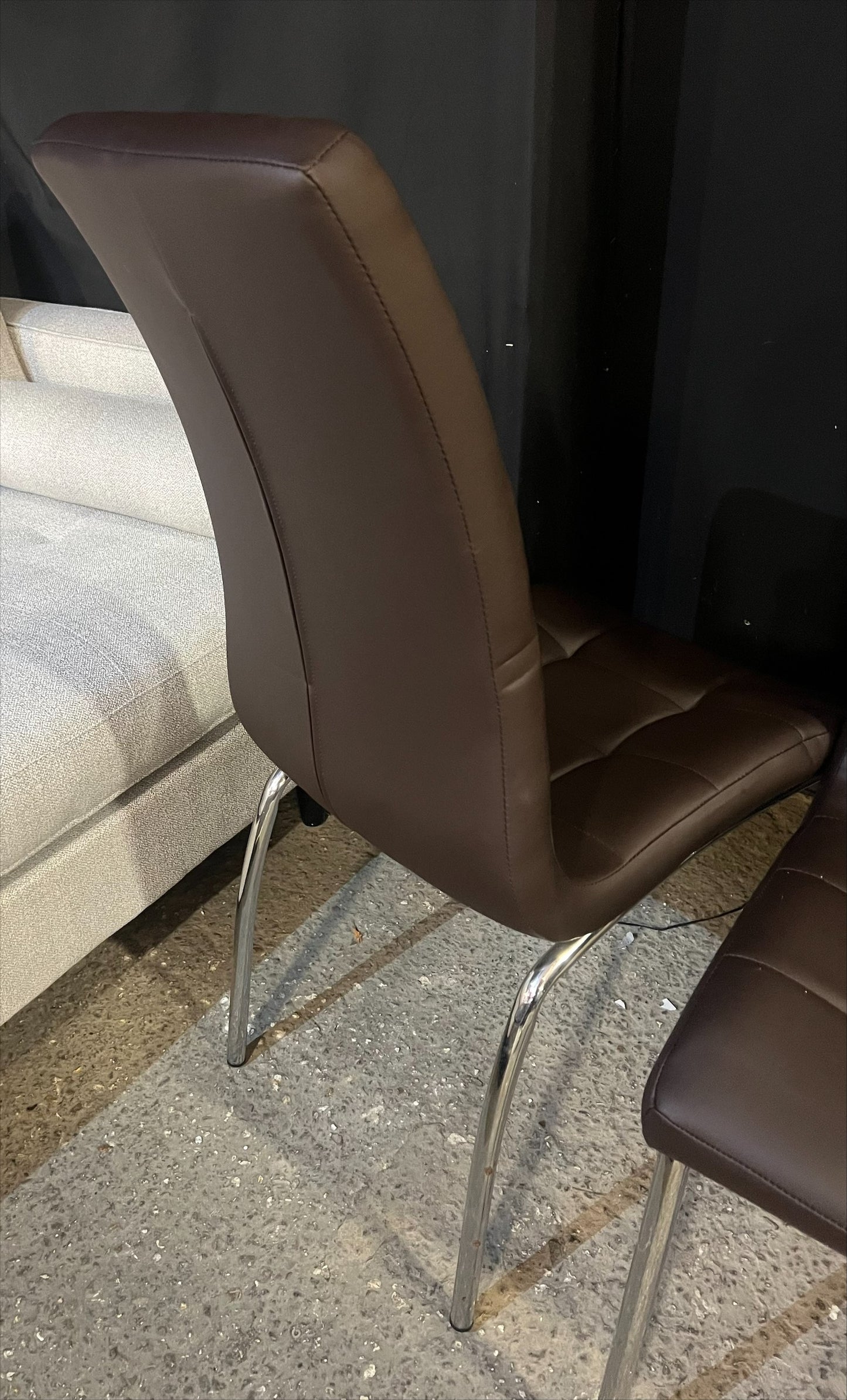 Brown Faux Leather Dining Chair