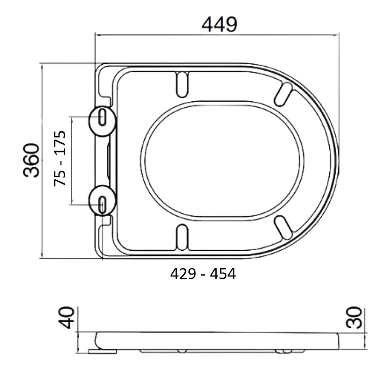 Top Fix White Middle D SC Quick Release Toilet Seat 360x445m (R124) (I)