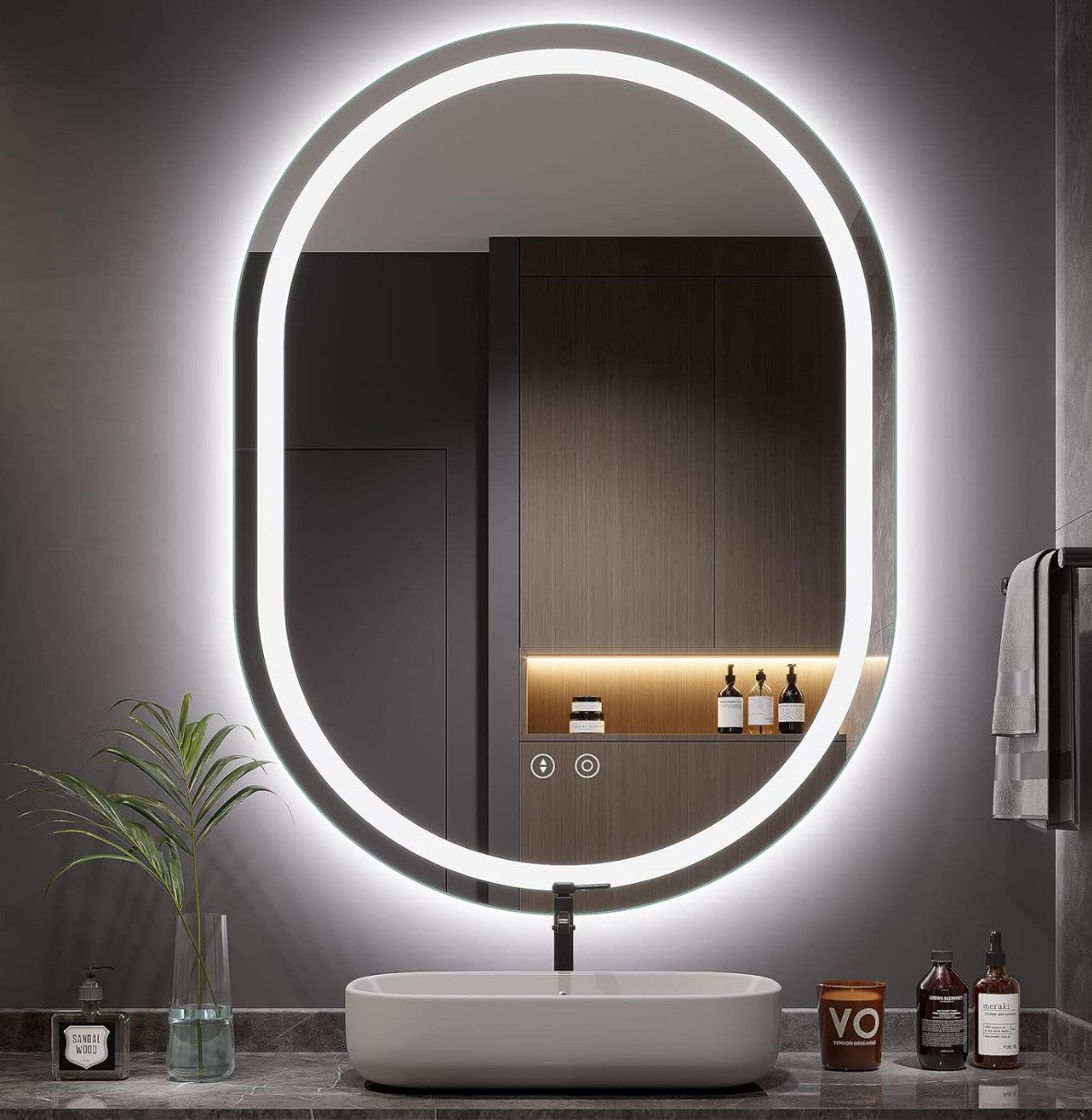 Dripex 60×80cm Oval LED Bathroom Mirror (R56)