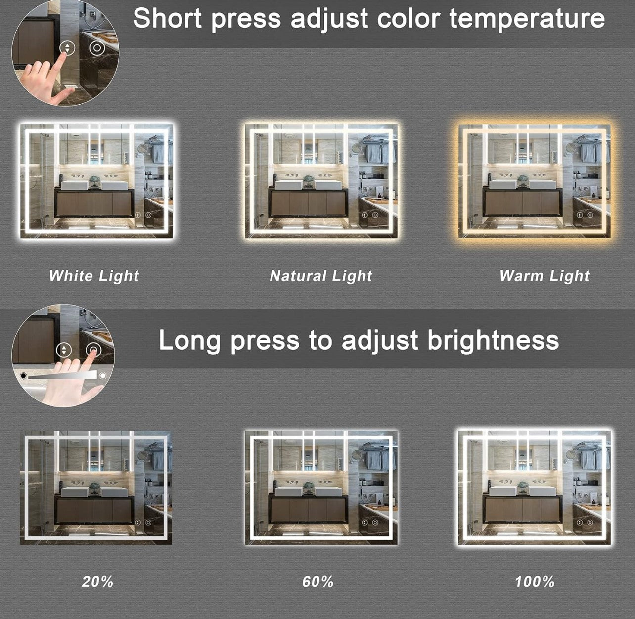 Dripex Bathroom Mirror with LED Lights 600x800mm (R55)