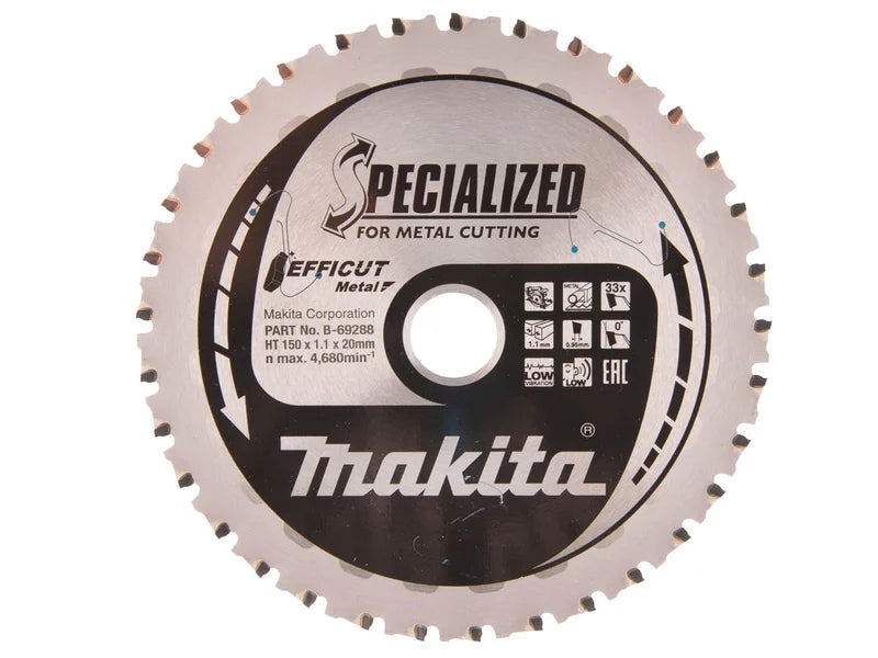 Makita B-69288 Efficut Mild Steel Cutting Circular Saw Blade 150mm x 20mm 33T (J)