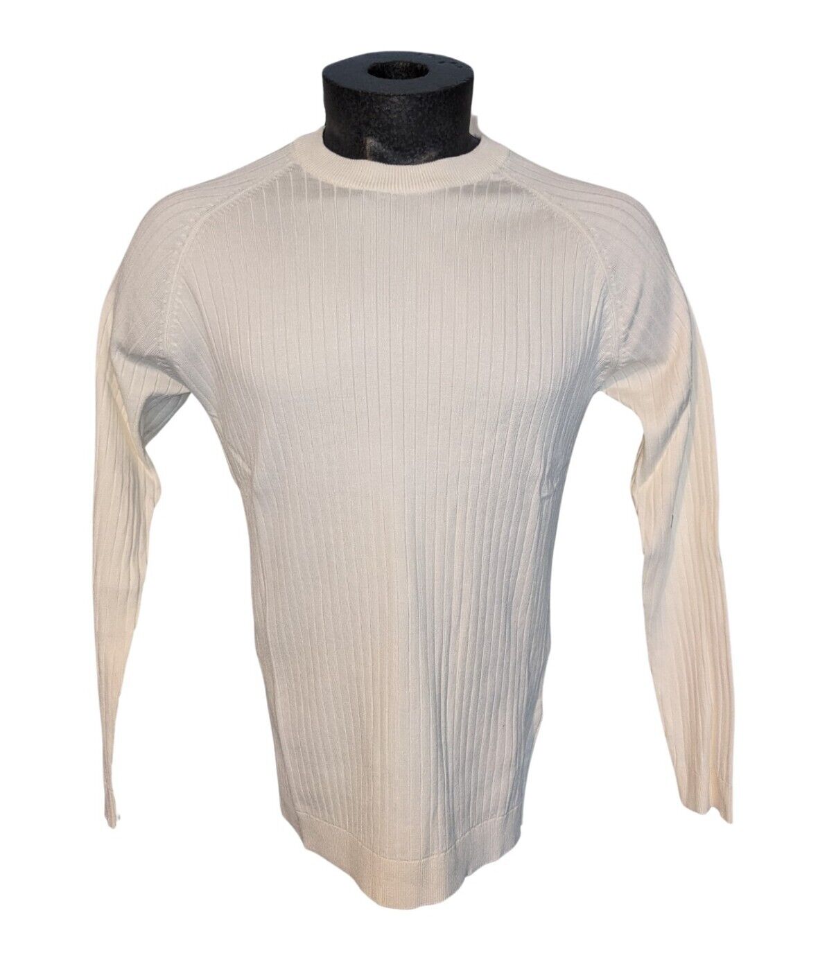 Cream Ribbed Long Sleeve Top, Topman Size M, Off White (T7) (M)