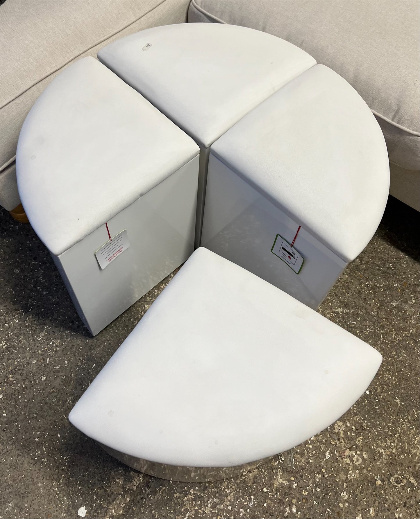 4 Section White Pouf