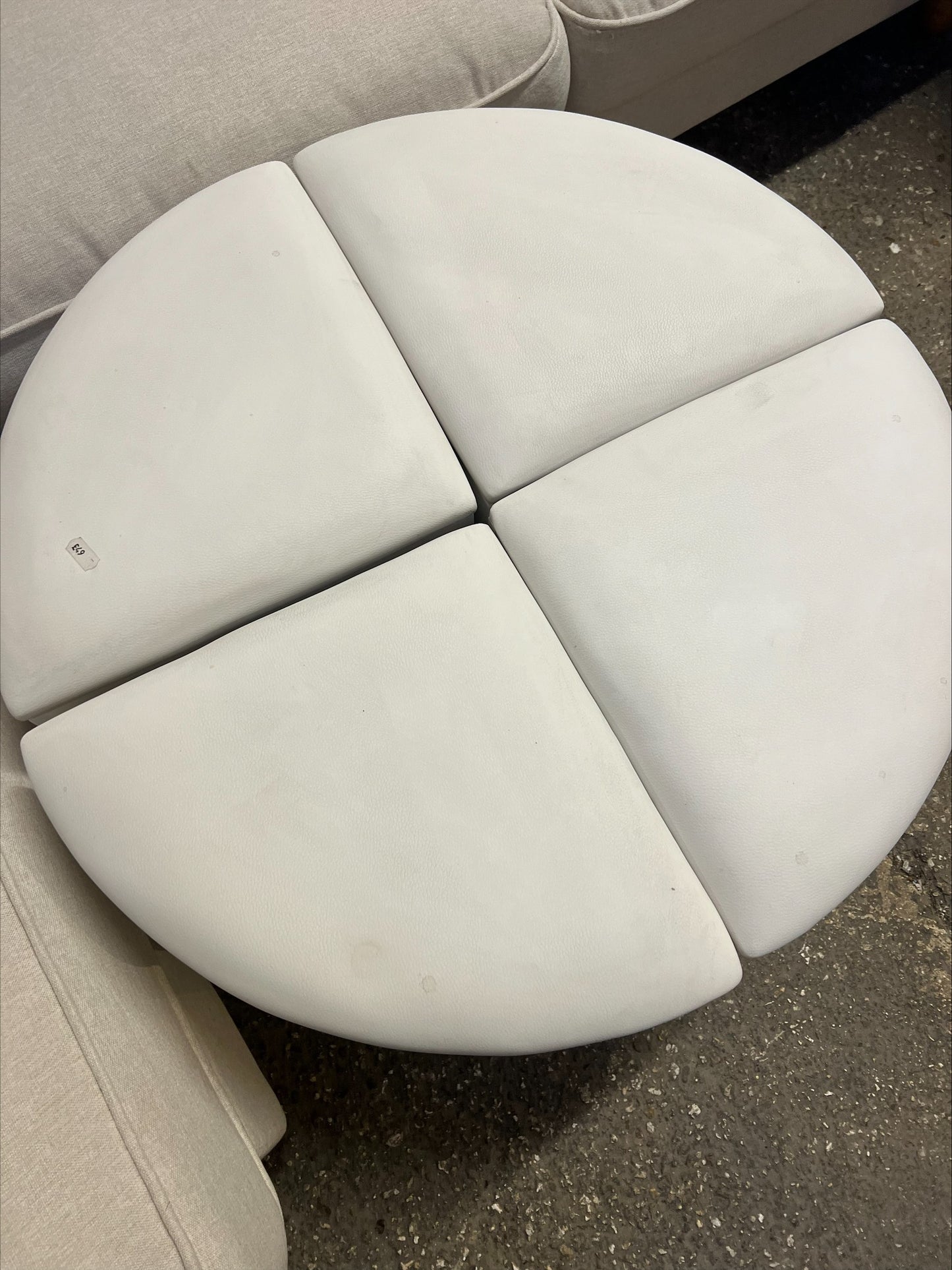 4 Section White Pouf