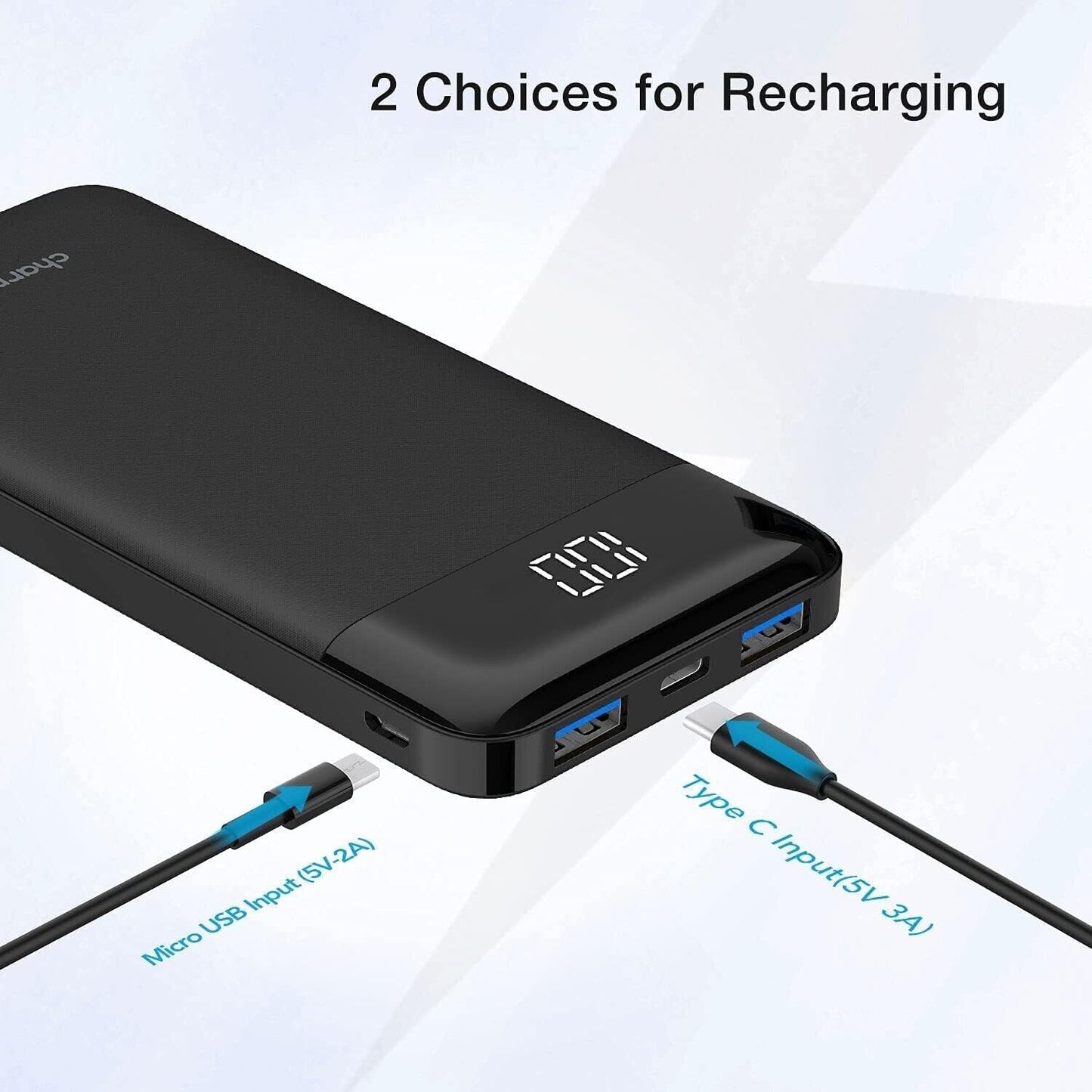 Charmast Power Bank 1040mAh + 3-Port + Ultra Slim + LED Screen