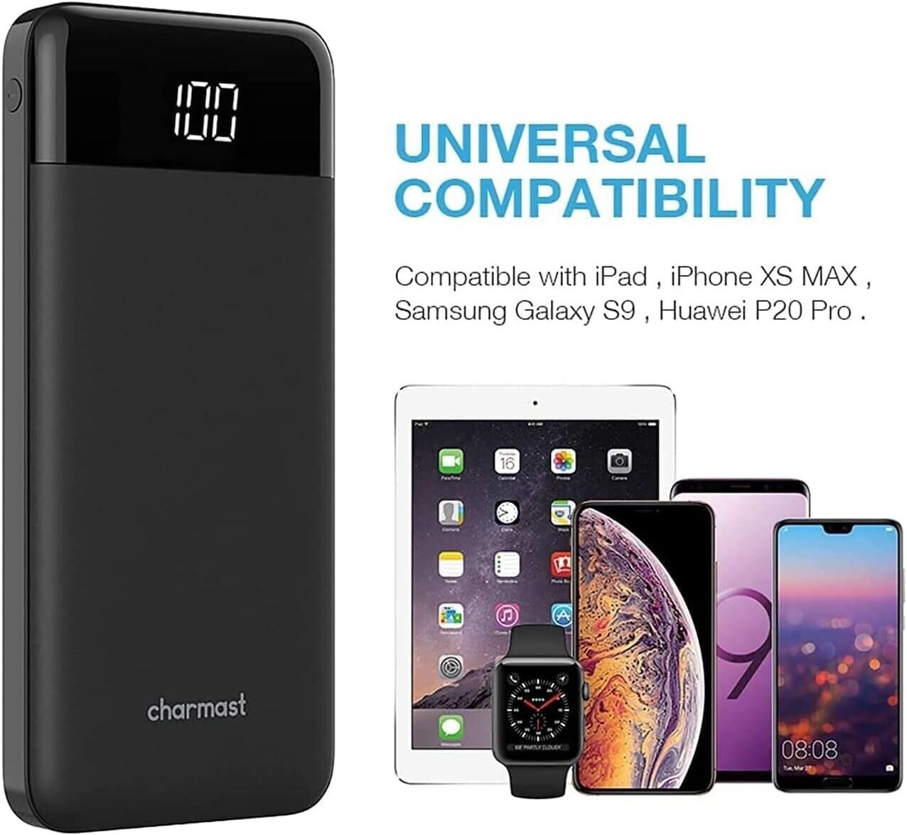 Charmast Power Bank 1040mAh + 3-Port + Ultra Slim + LED Screen