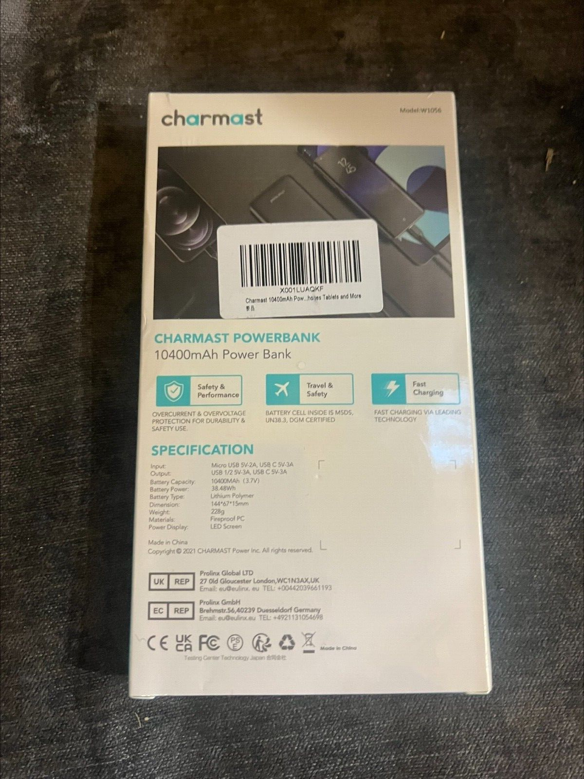 Charmast Power Bank 1040mAh + 3-Port + Ultra Slim + LED Screen