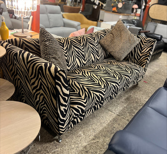 Zebra Print Large 4 Seater Sofa