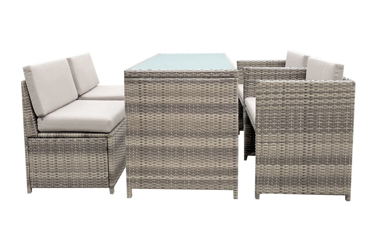 Soron Brown Rattan Effect 4 Seater Dining Set (R86)