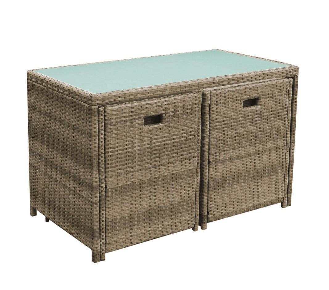 Soron Brown Rattan Effect 4 Seater Dining Set (R86)