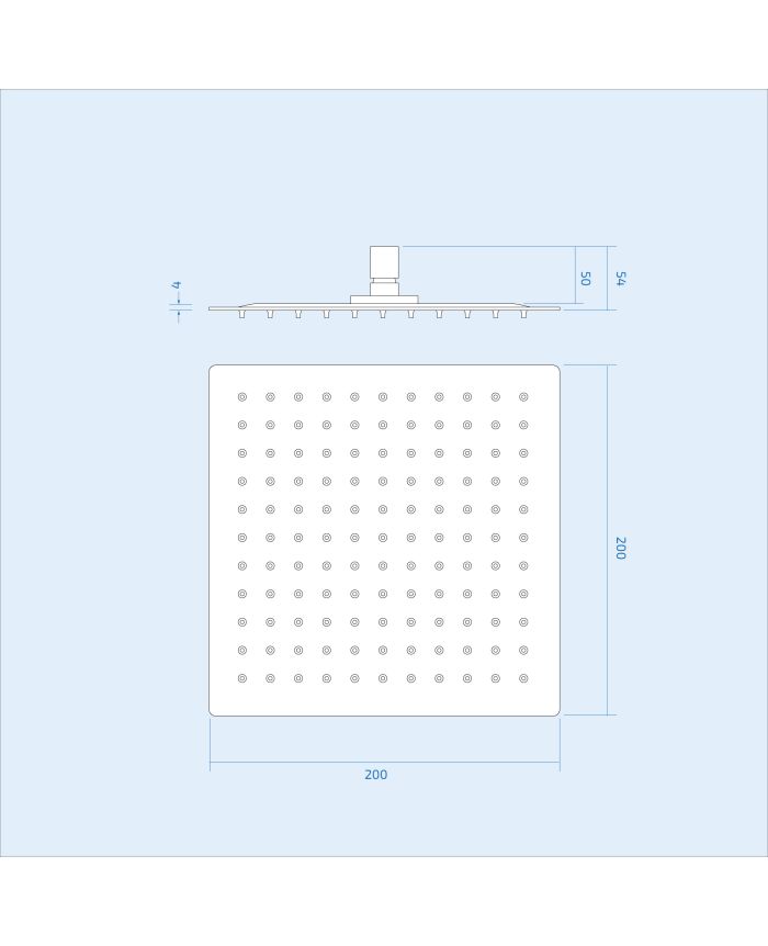 Square 200mm Ultra Thin Shower Head (R383) (D*)