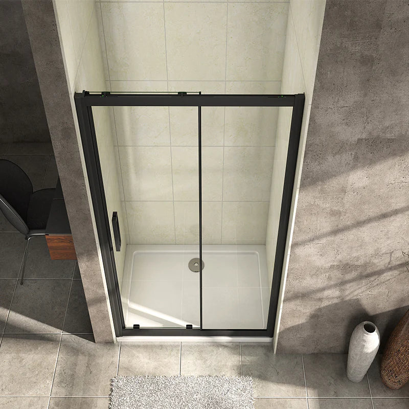 Black Shower Enclosure Sliding Door Side Panel Easy Clean Glass (R46)