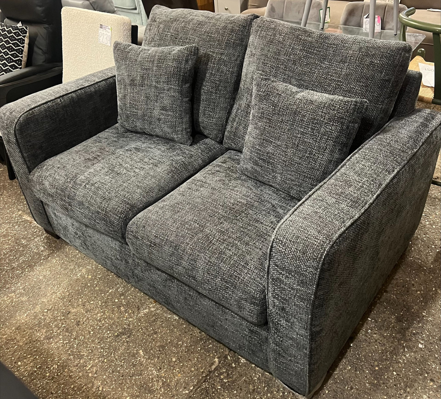 Carson Deep Sit Chunky Chenille Luxury 2 Seater Sofa Bed Grey