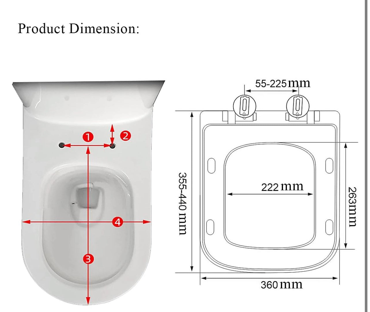 Square Soft Close Quick Release Toilet Seat (R125) (J)