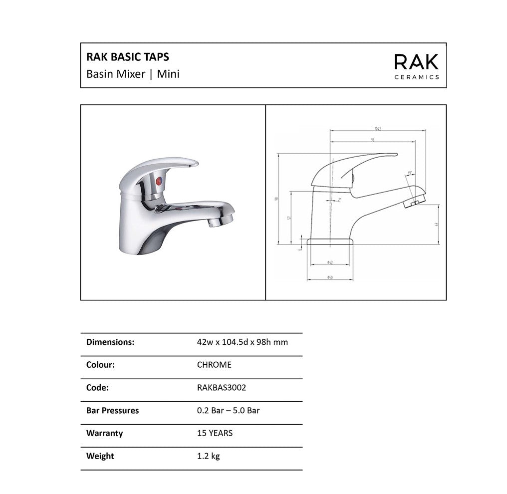 Polished Chrome Modern Basin Cloakroom Sink Mixer Tap Solid Brass (Room1) R369