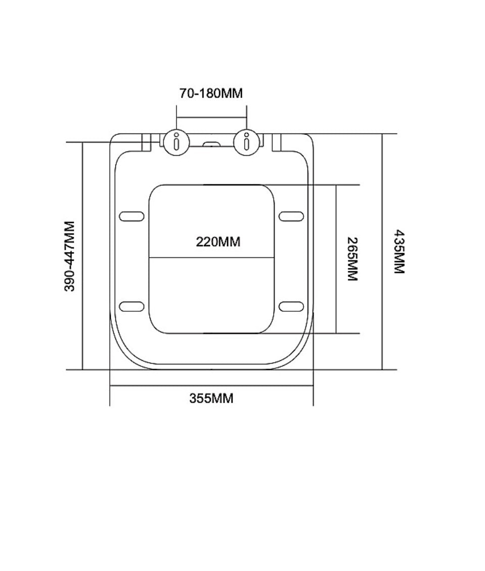 Square Toilet Seat with Top Fix Compatible with RAK Series 600 (R380) (A)