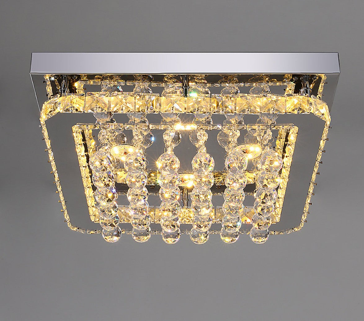 Modern Square Fancy Chrome Crystal LED Flush Mount Ceiling Light (R377) Room2