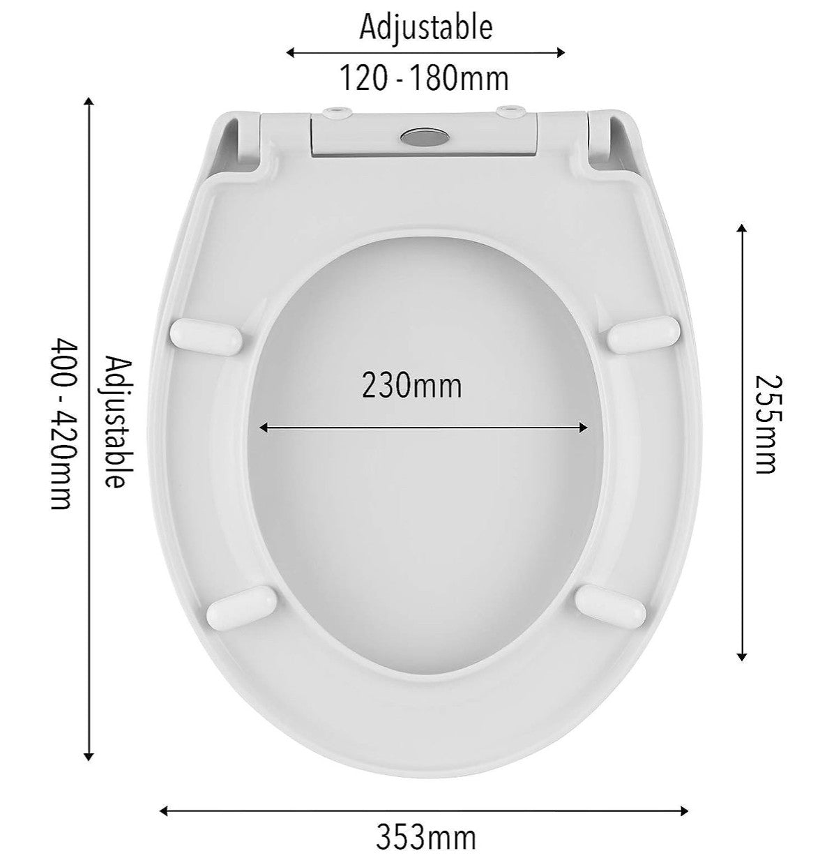 Quick Release Toilet Seat - with Soft Close & Quick Release Hinges (R379) A