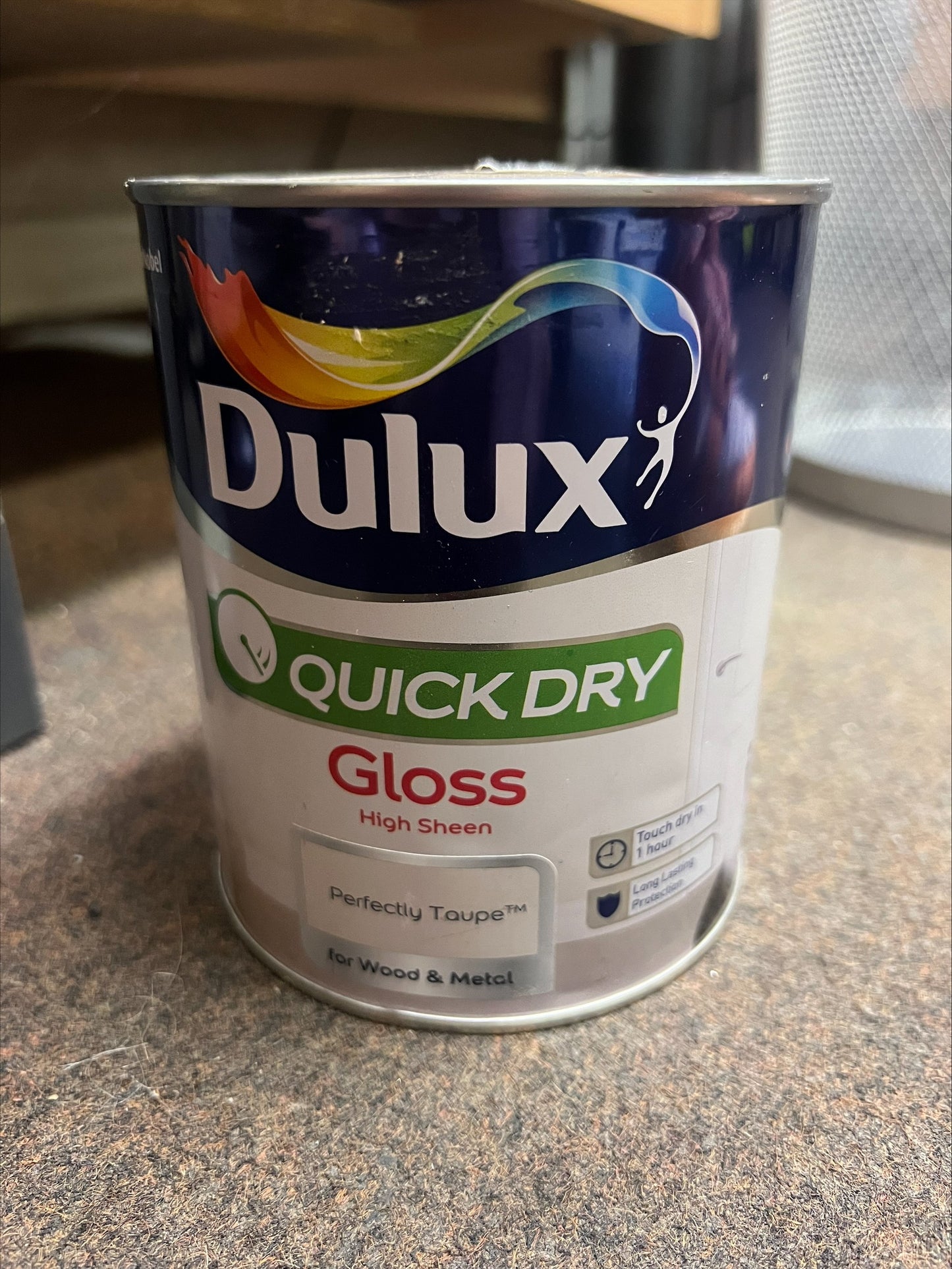 DULUX QUICK DRY GLOSS PAINT - PERFECTLY TAUPE - 750ML (R456*) (X1)