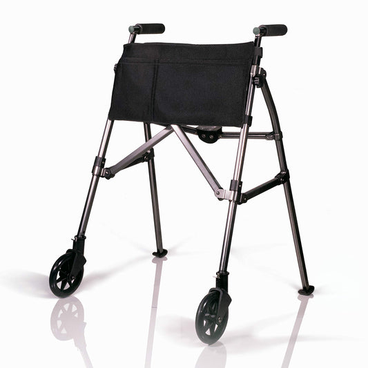 Stander EZ Fold-N-Go Walker, Lightweight Folding Mobility Frame with 2 Swivel Wheels, Elderly Travel Walking Aid