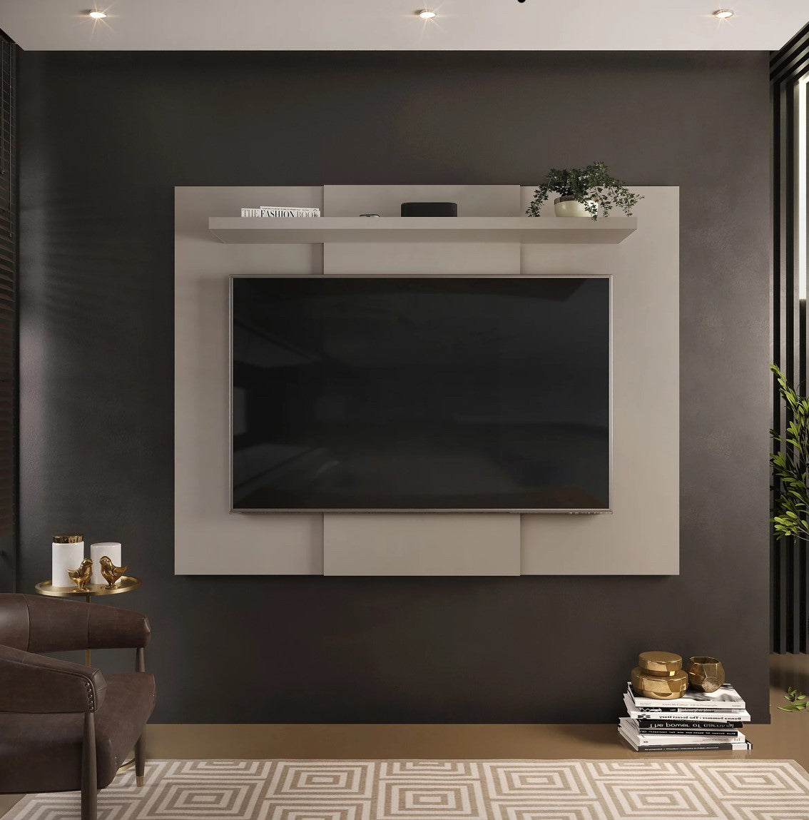 Lido Extendable Fixed TV Wall Panel Grey (R54)