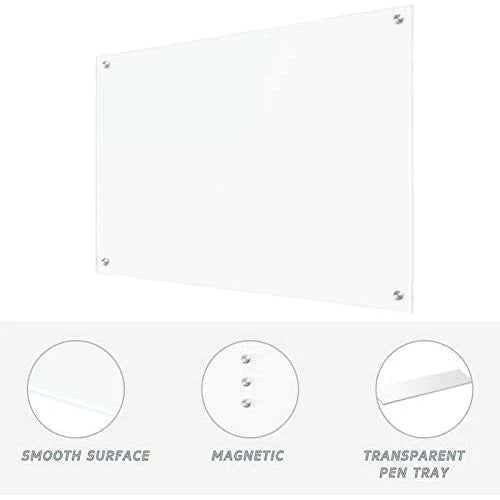 Magnetic Glass Whiteboard 60x90cm Ultra White (R12)