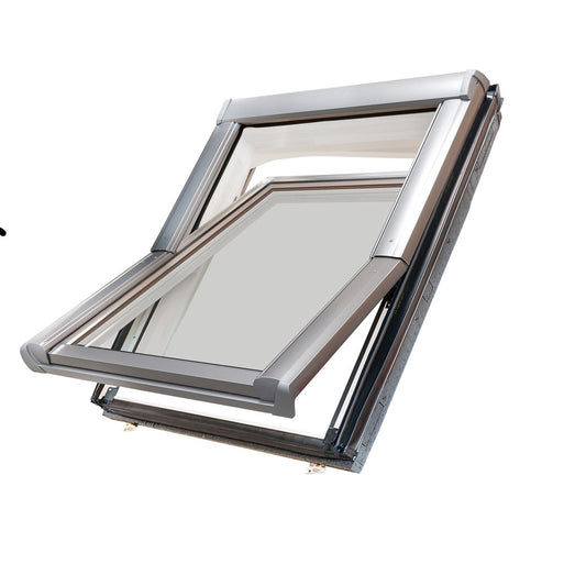 Site Premium Grey Aluminium alloy Centre pivot Roof window, (H)980mm (W)780mm (R144)